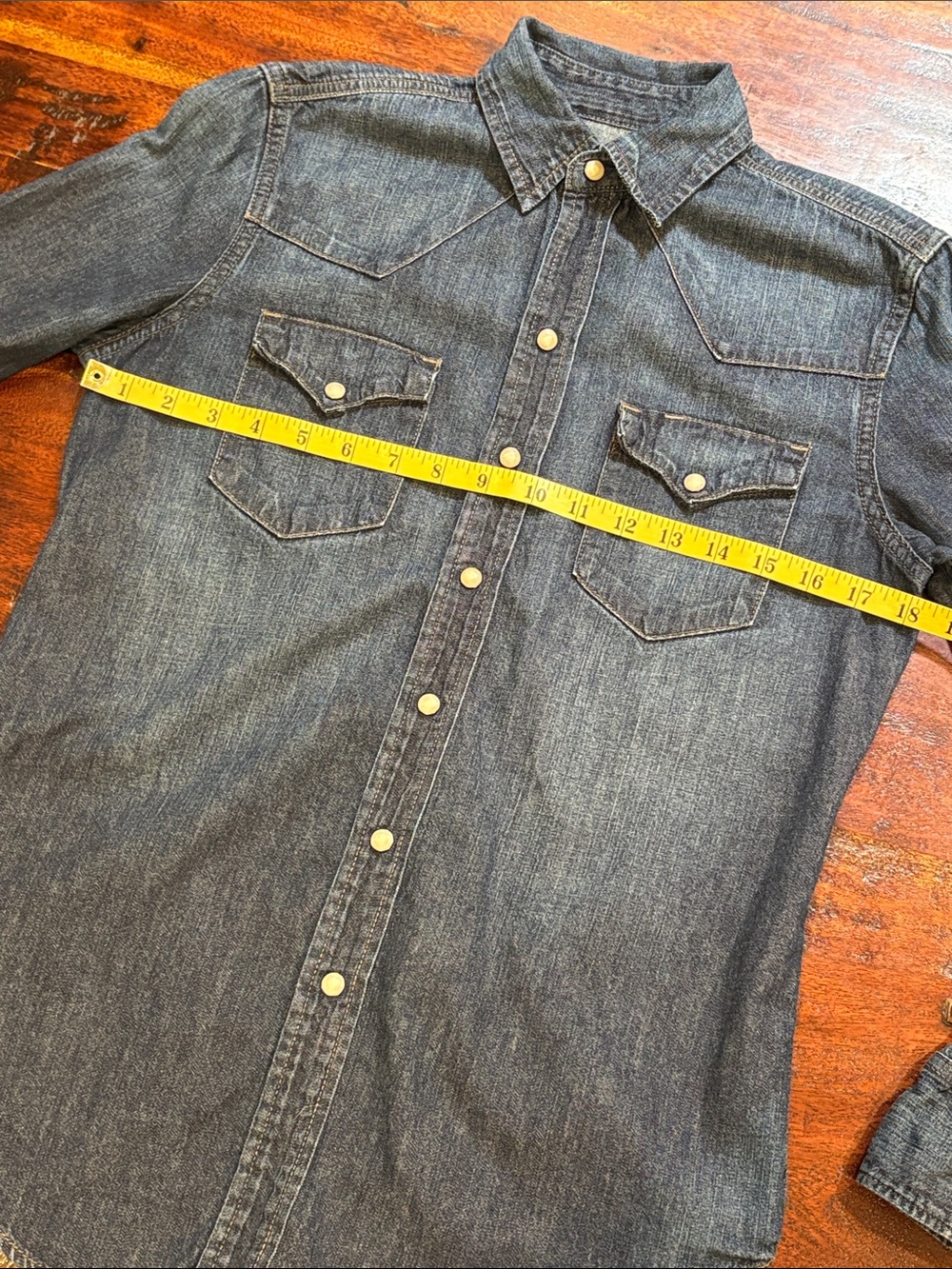Vintage Ralph Lauren Sport Indigo Denim Pearl Snap Western Top size 4 - Picture 10 of 11